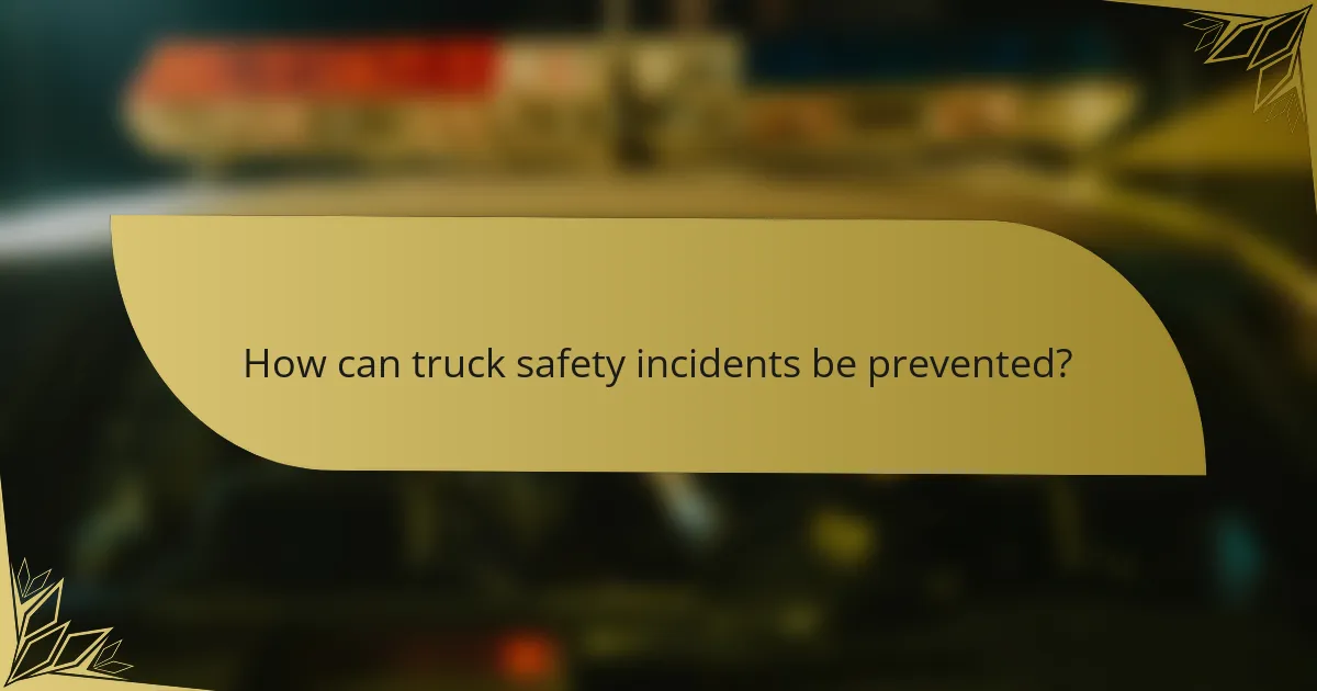 How can truck safety incidents be prevented?