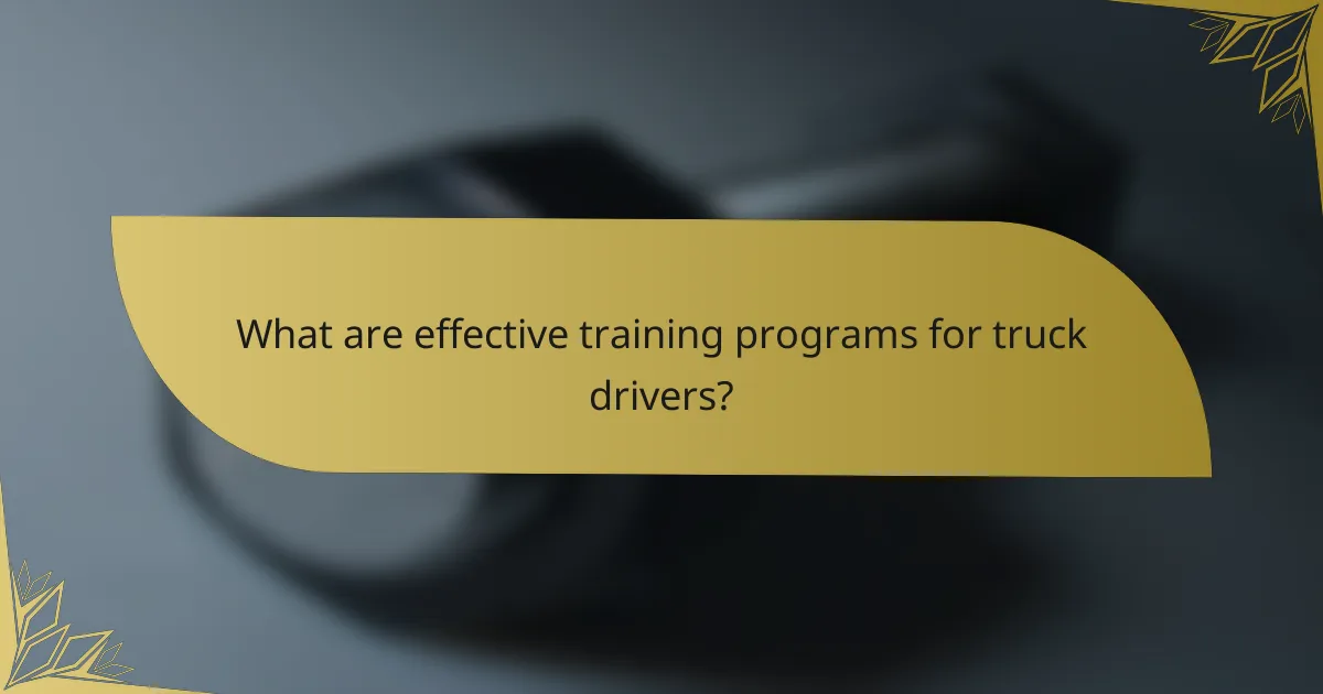 What are effective training programs for truck drivers?