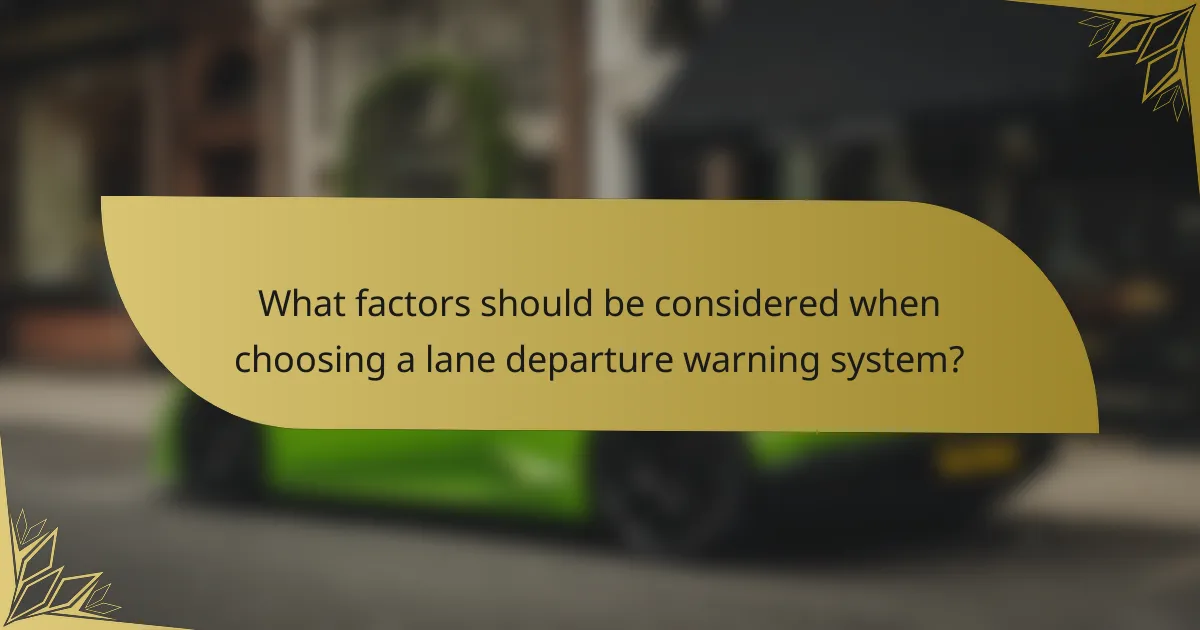 What factors should be considered when choosing a lane departure warning system?